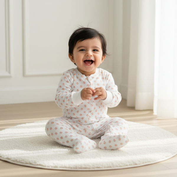 Printed Zip Baby Romper Set Of Two