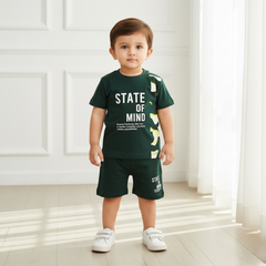 Green Printed T-shirt with Short Set