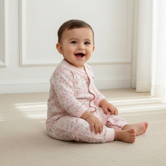 Pink Printed Full Sleeves Rompers