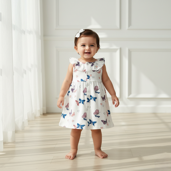 Butterfly Printed Sleeveless Frock