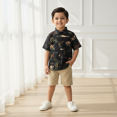 Black Half-Sleeves Casual Shirt