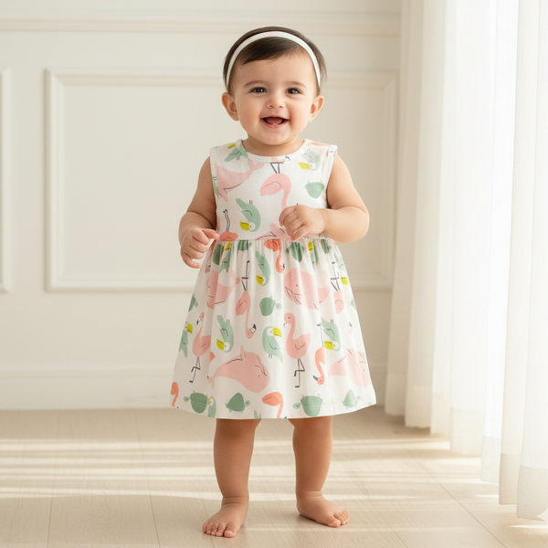 Little Flamingo Cotton Dress