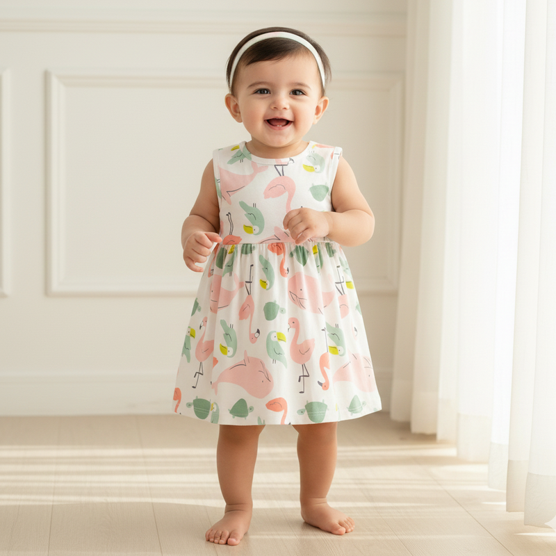Little Flamingo Cotton Dress