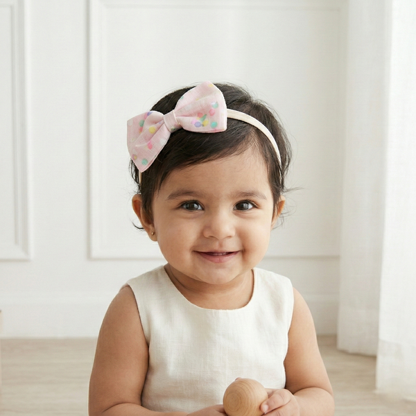 Bow Embellished Pink Hairband