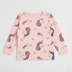 Pink Unicorn Print Night Suit