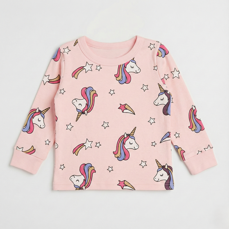 Pink Unicorn Print Night Suit