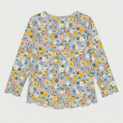 Blue Petal Print Soft Top