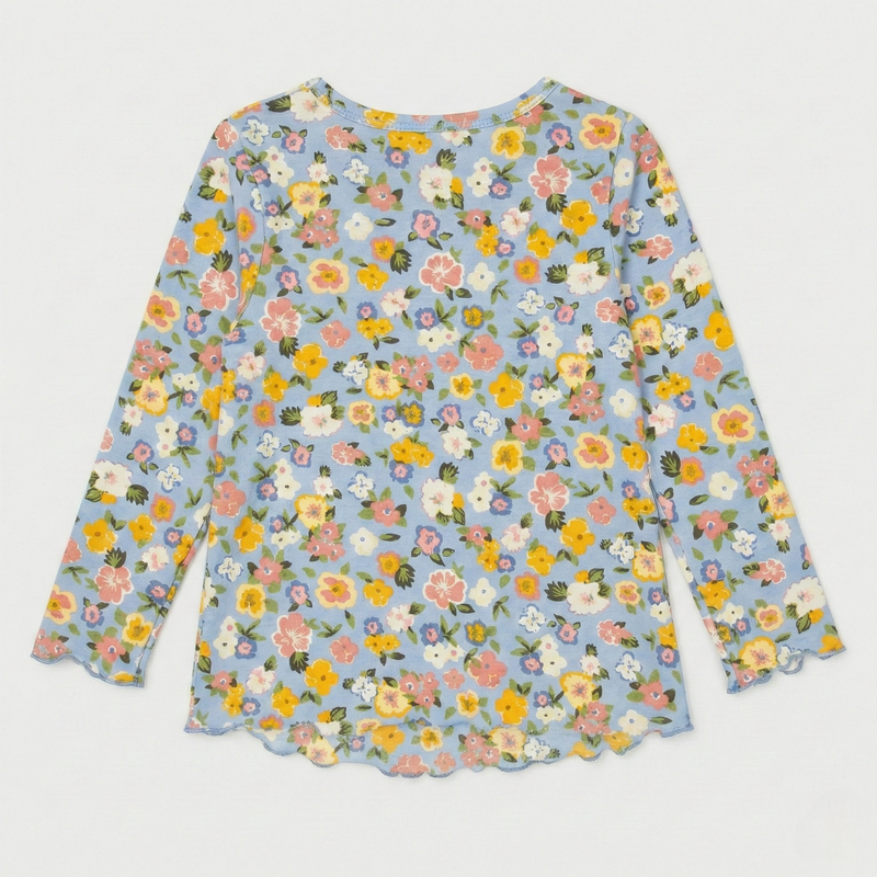 Blue Petal Print Soft Top