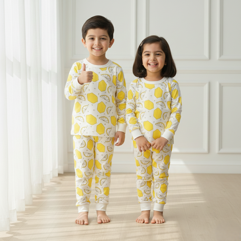 Lemon Printed Cotton Night Suit