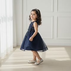 Navy Blue Knee Length Princess Dress