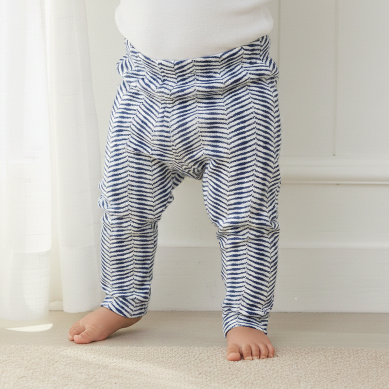 Blue Printed Stripped Leggings
