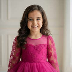 Fuchsia Fairytale Long Sleeves Princess Dress