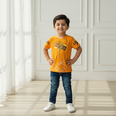 Orange Round Neck Printed T-shirt