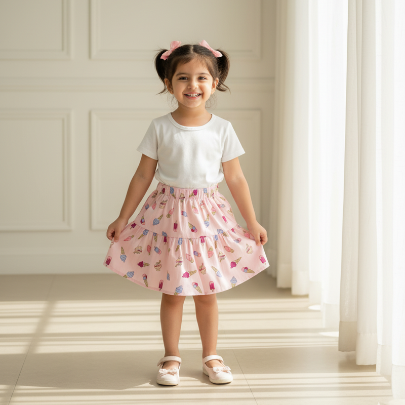 Pink Printed Skirt