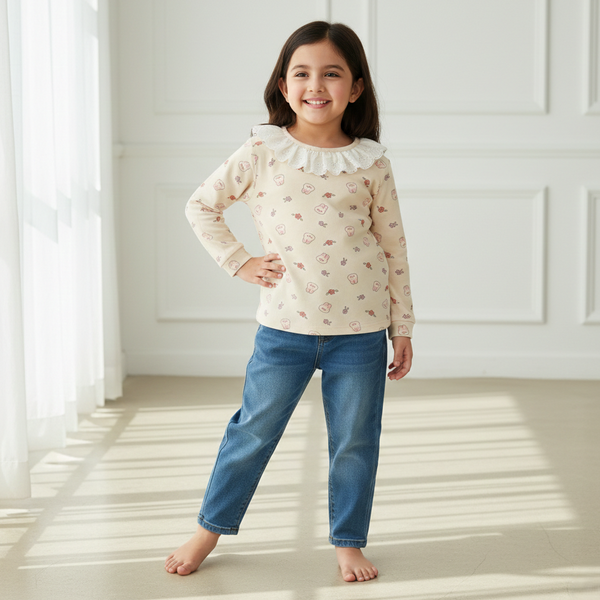 Bunny Bloom Lace Neck Top