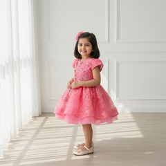 Dark Peach Knee Length Princess Dress