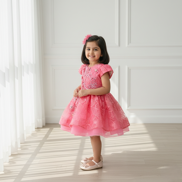 Dark Peach Knee Length Princess Dress