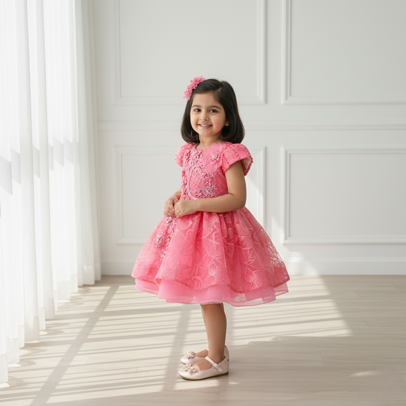 Dark Peach Knee Length Princess Dress