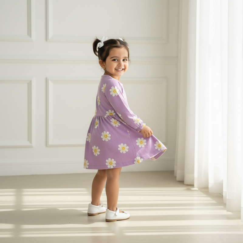 Purple Printed Frock