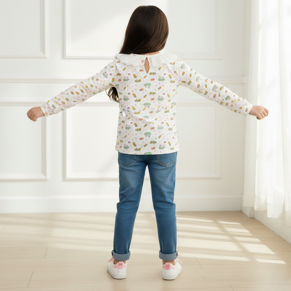 Bunny Garden Frill Neck Top