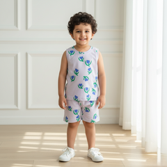 Flower Printed Vest and Short Set