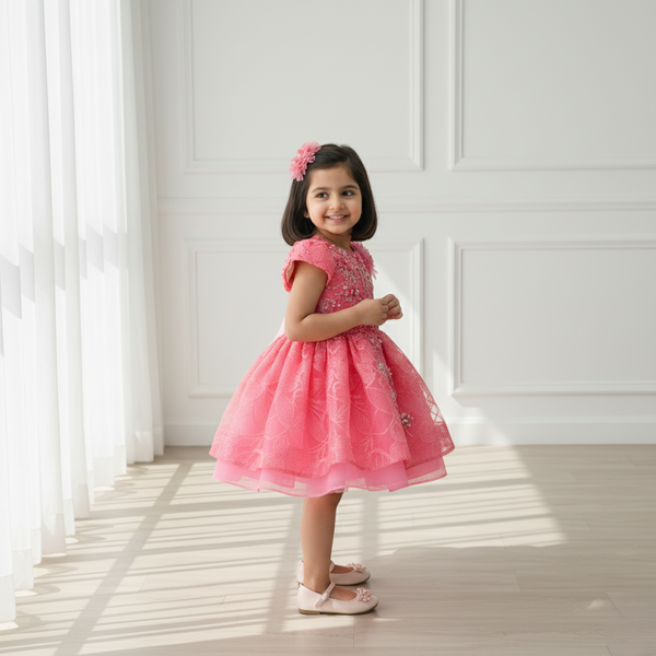 Dark Peach Knee Length Princess Dress