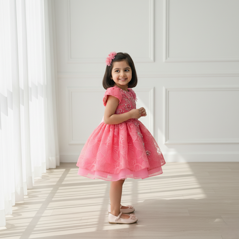 Dark Peach Knee Length Princess Dress