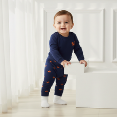 Navy Blue Printed Leggings