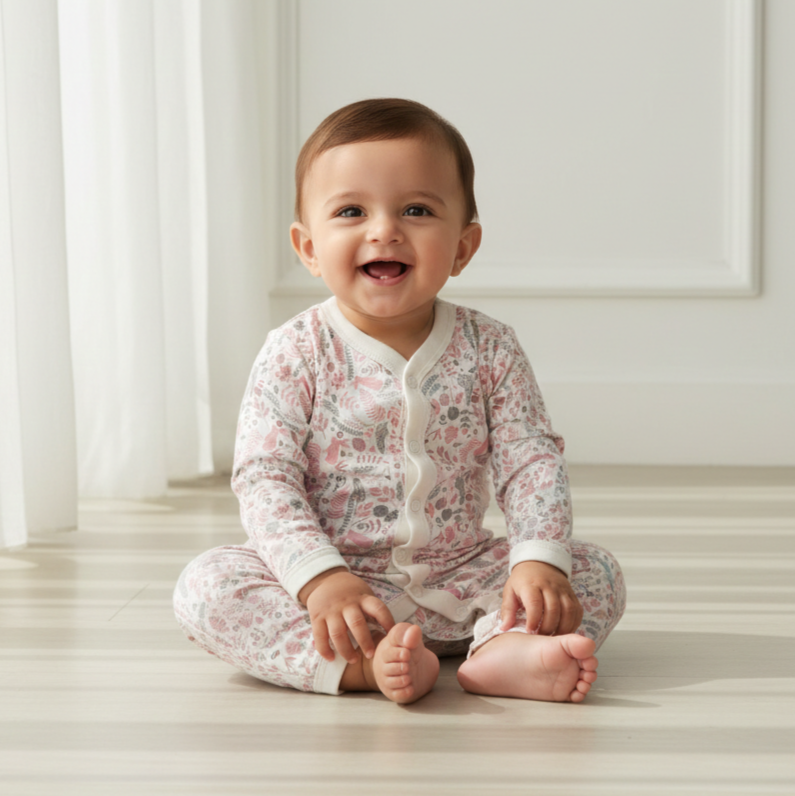 White Printed Full Sleeves Rompers