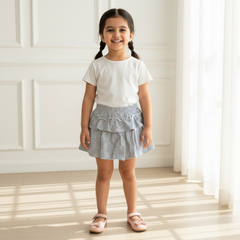 Black Striped Ruffled Skirt