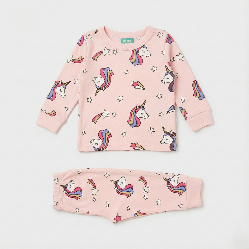 Pink Unicorn Print Night Suit