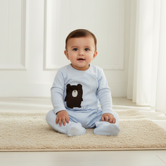 Blue Embroidered Solid Romper