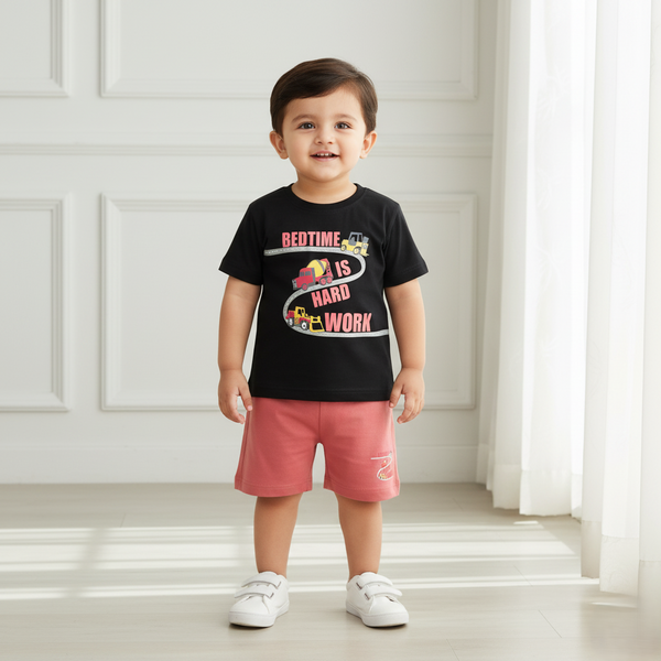 Truck Printed T-shirt with Short Set