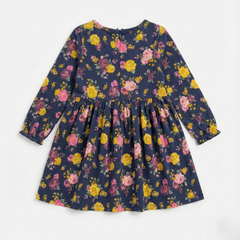 Navy Blue Floral Cotton Frock