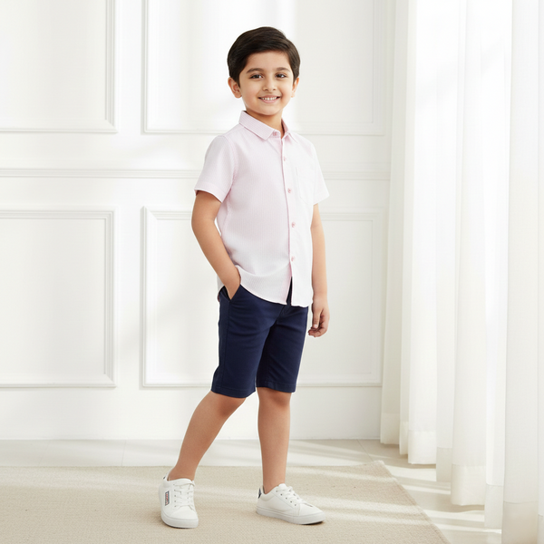 Pink Casual Striped Half Sleeves Shirt