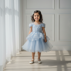 Light Blue Knee Length Princess Dress