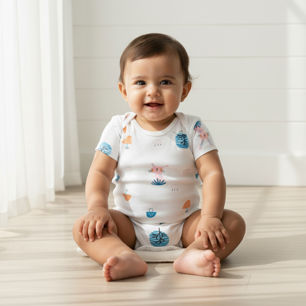 Bunny Printed Short Sleeves Onesies