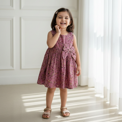 Mauve Floral Bow Frock