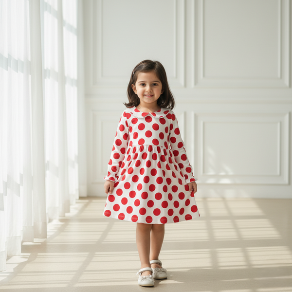 Red Polka Dot Printed Frock