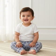 Blue Printed Stripped Leggings