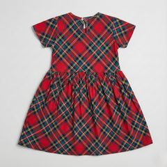 Red Checkered Short-Sleeve Frock
