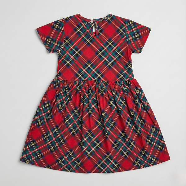 Red Checkered Short-Sleeve Frock