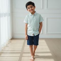 Green Casual Striped Half Sleeves Shirt