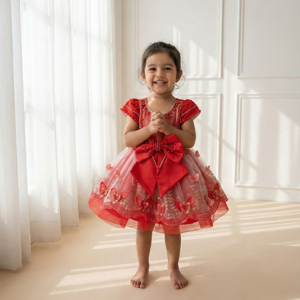 Red Butterfly bow Princess Dress