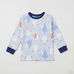 Light Blue Snowman Print Nightsuit