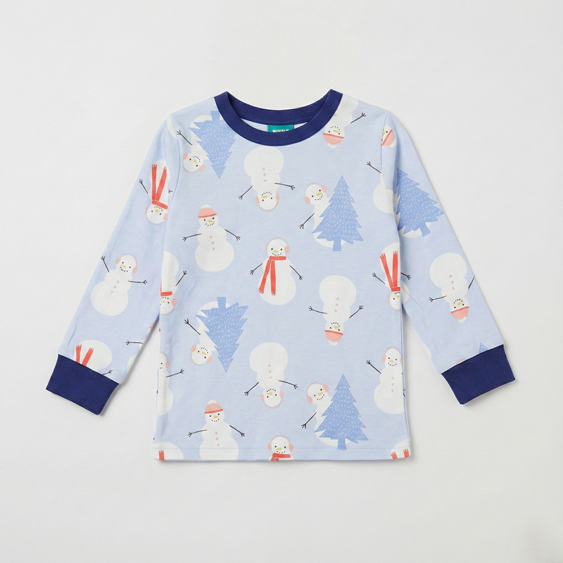 Light Blue Snowman Print Nightsuit