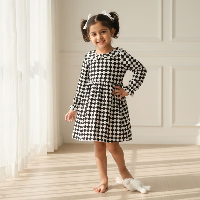 Classic Black & White Checker Frock