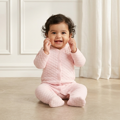 Pink Diamond-Quilted Baby Romper