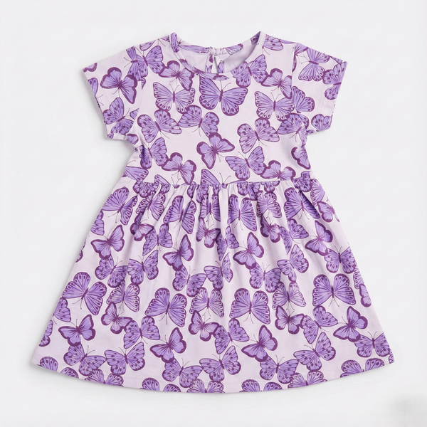 Purple Butterfly Print Dress