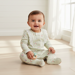 Floral Printed Frill Rompers (Footer)